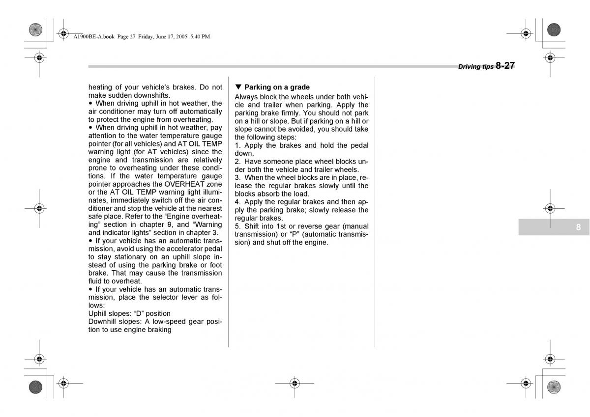 Subaru Impreza II 2 GD owners manual / page 254