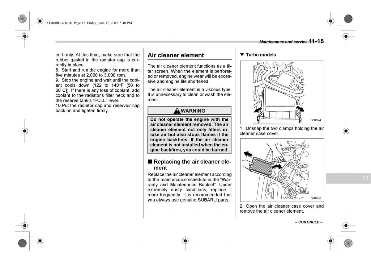 Subaru Impreza II 2 GD owners manual / page 294