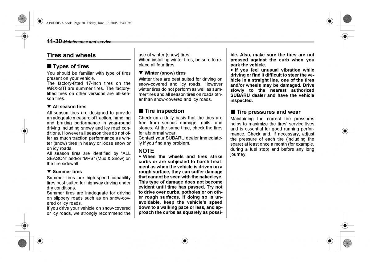 Subaru Impreza II 2 GD owners manual / page 309