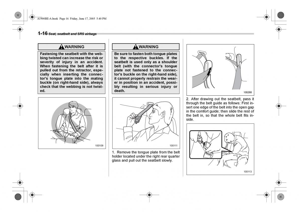 Subaru Impreza II 2 GD owners manual / page 43