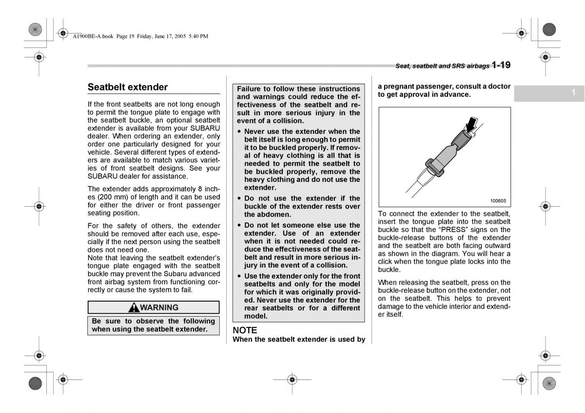 Subaru Impreza II 2 GD owners manual / page 46