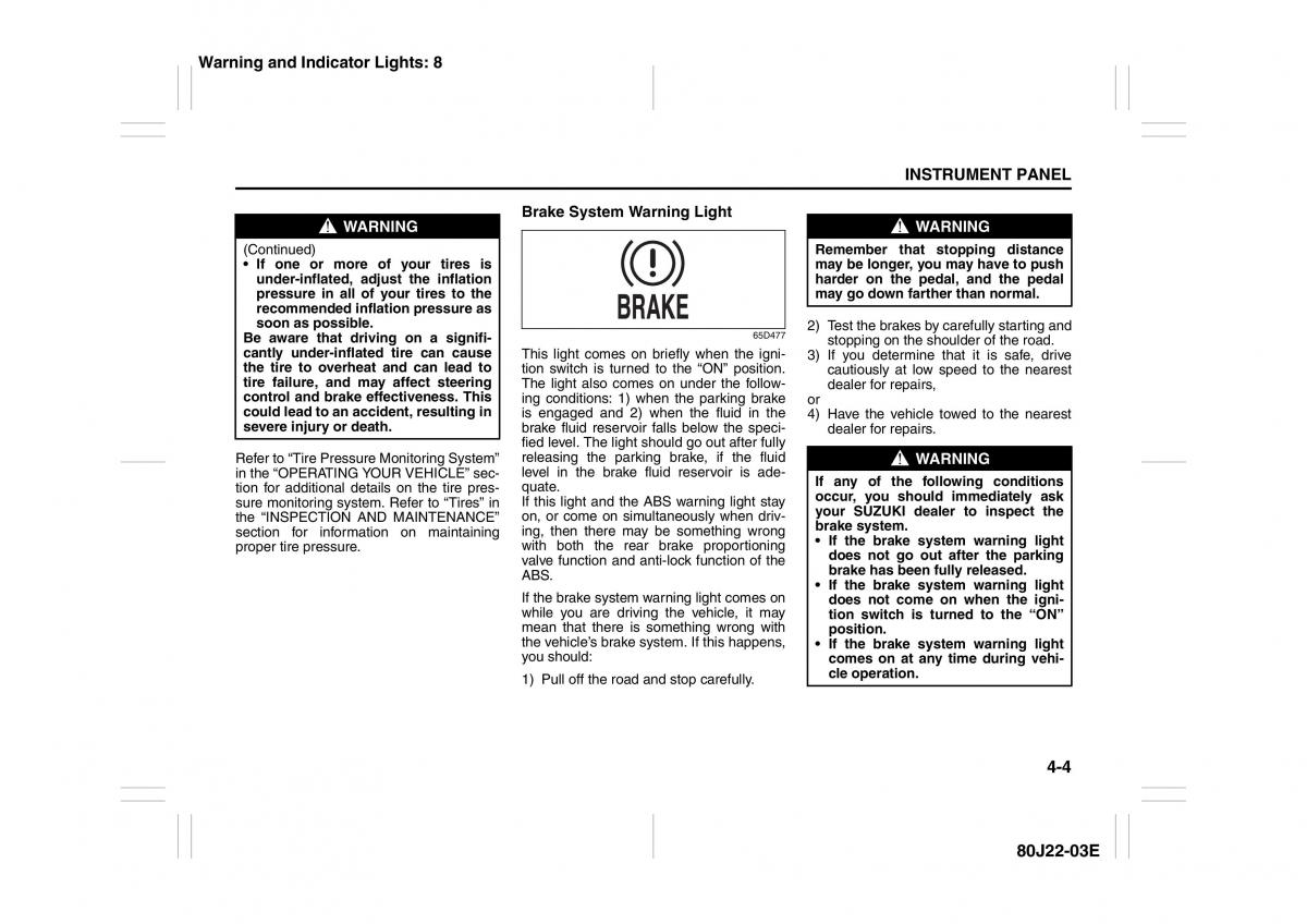 Suzuki SX4 owners manual / page 81