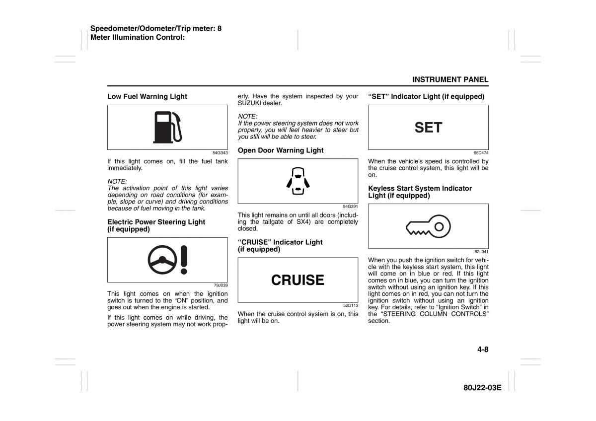 Suzuki SX4 owners manual / page 85