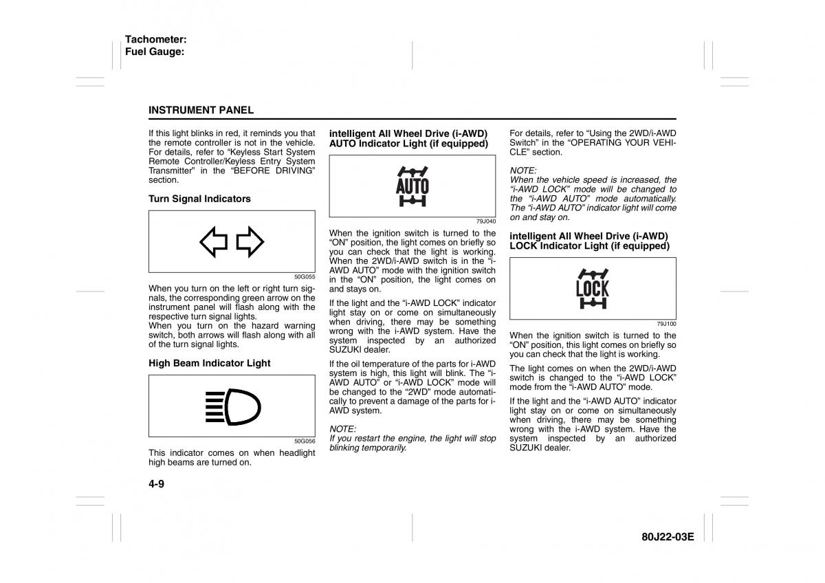 Suzuki SX4 owners manual / page 86