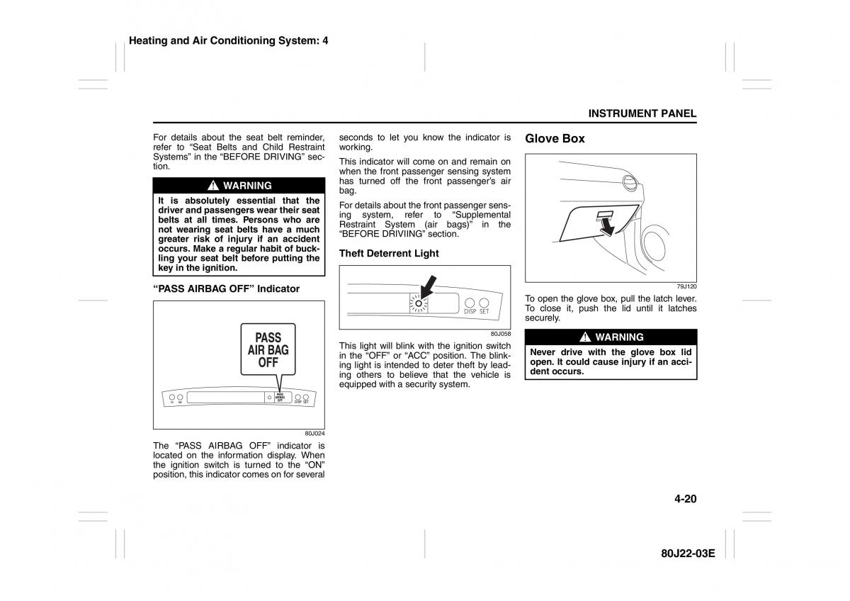 Suzuki SX4 owners manual / page 97