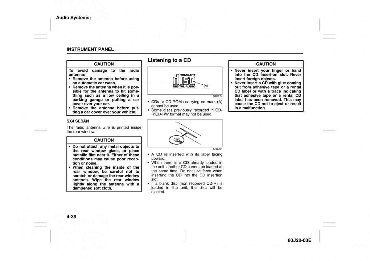 Suzuki SX4 owners manual / page 116