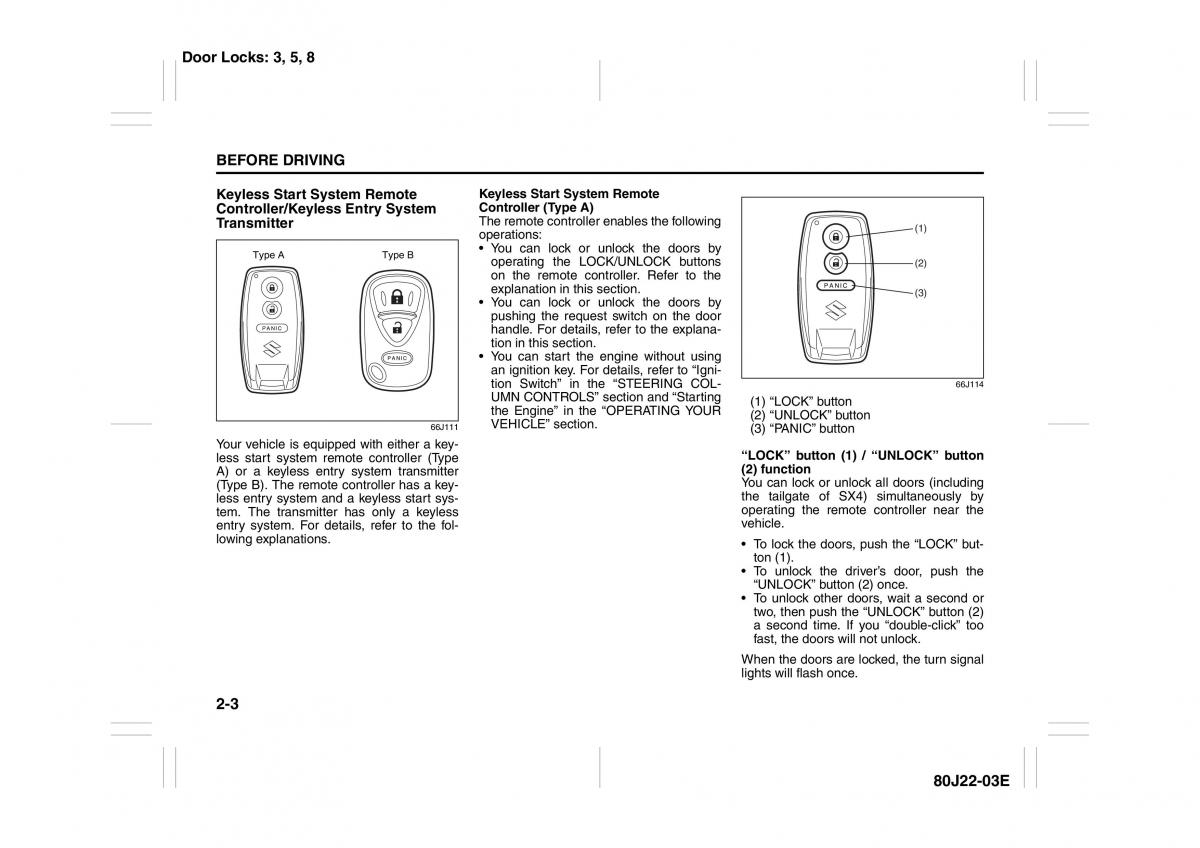 Suzuki SX4 owners manual / page 16