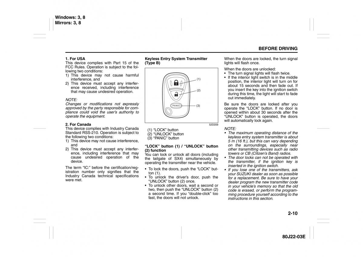 Suzuki SX4 owners manual / page 23