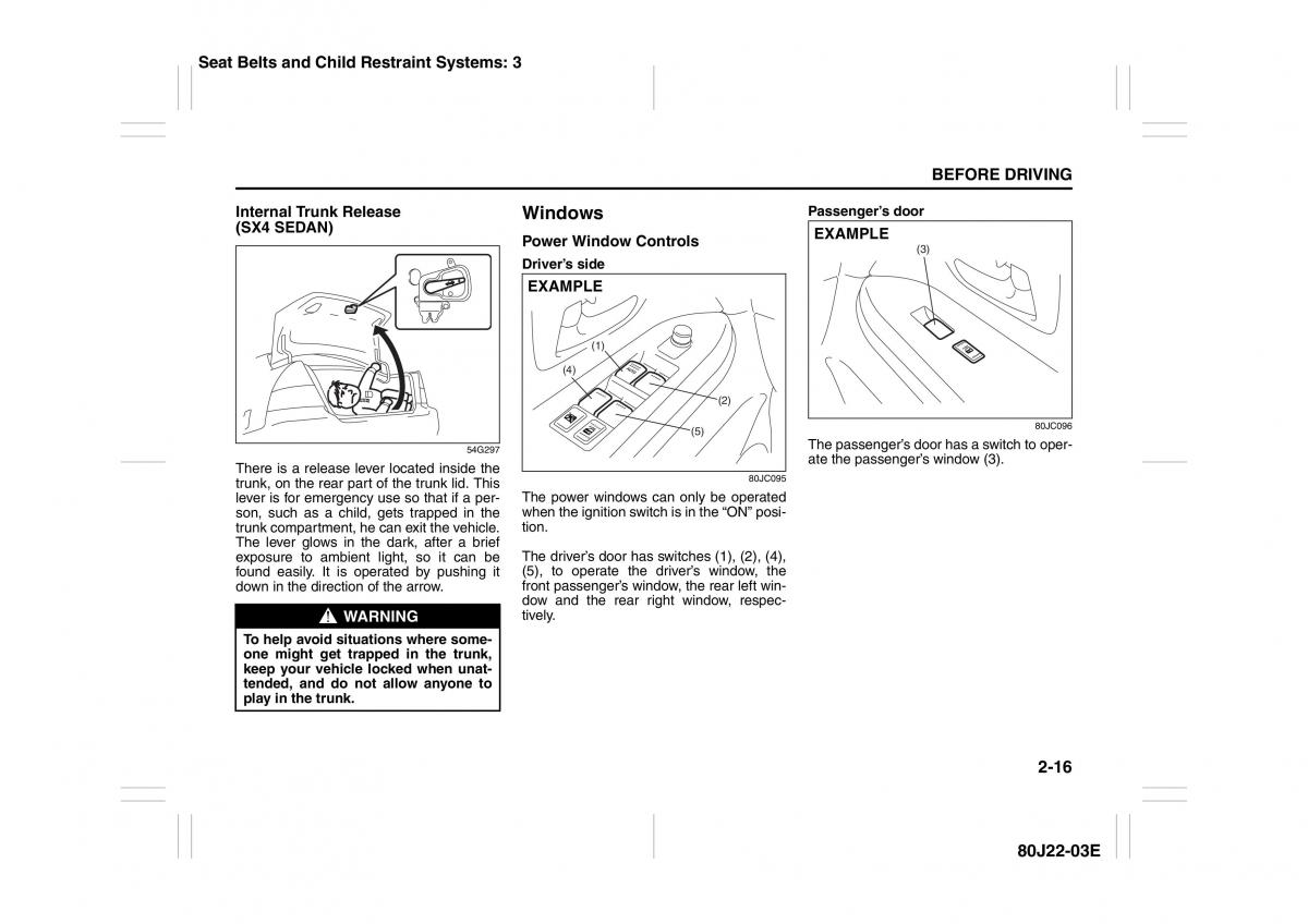 Suzuki SX4 owners manual / page 29