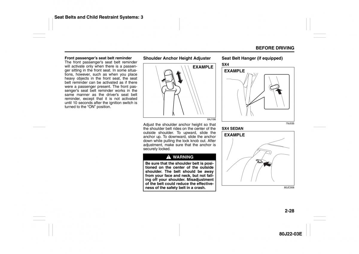 Suzuki SX4 owners manual / page 41