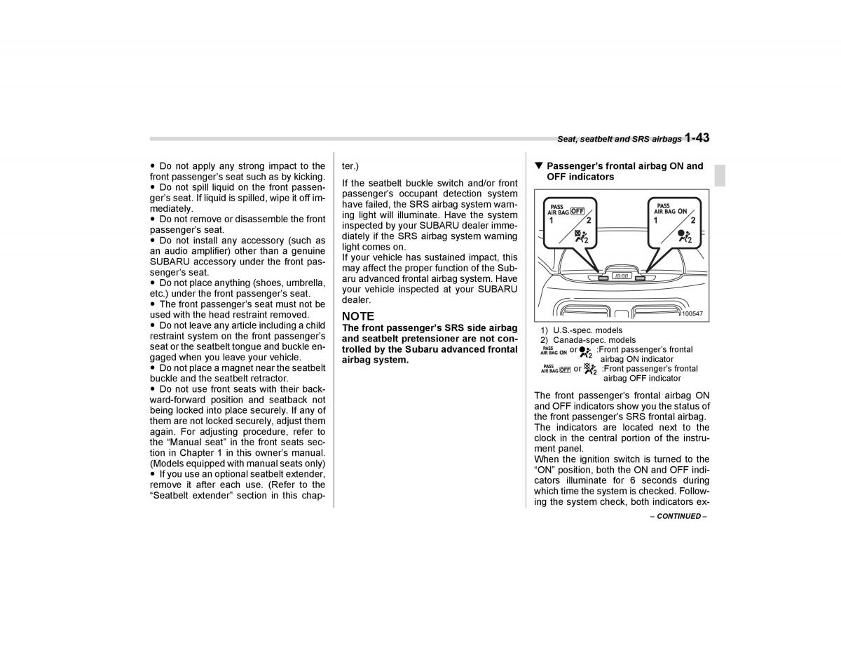 Subaru Forester I 1 owners manual / page 72