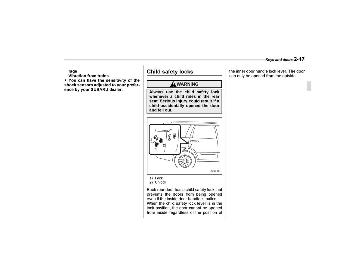 Subaru Forester I 1 owners manual / page 106