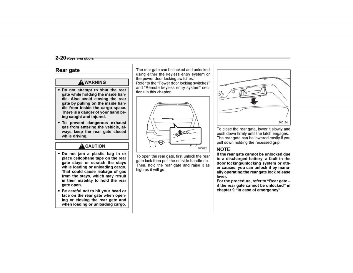 Subaru Forester I 1 owners manual / page 109