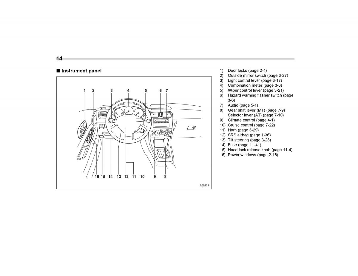 Subaru Forester I 1 owners manual / page 17