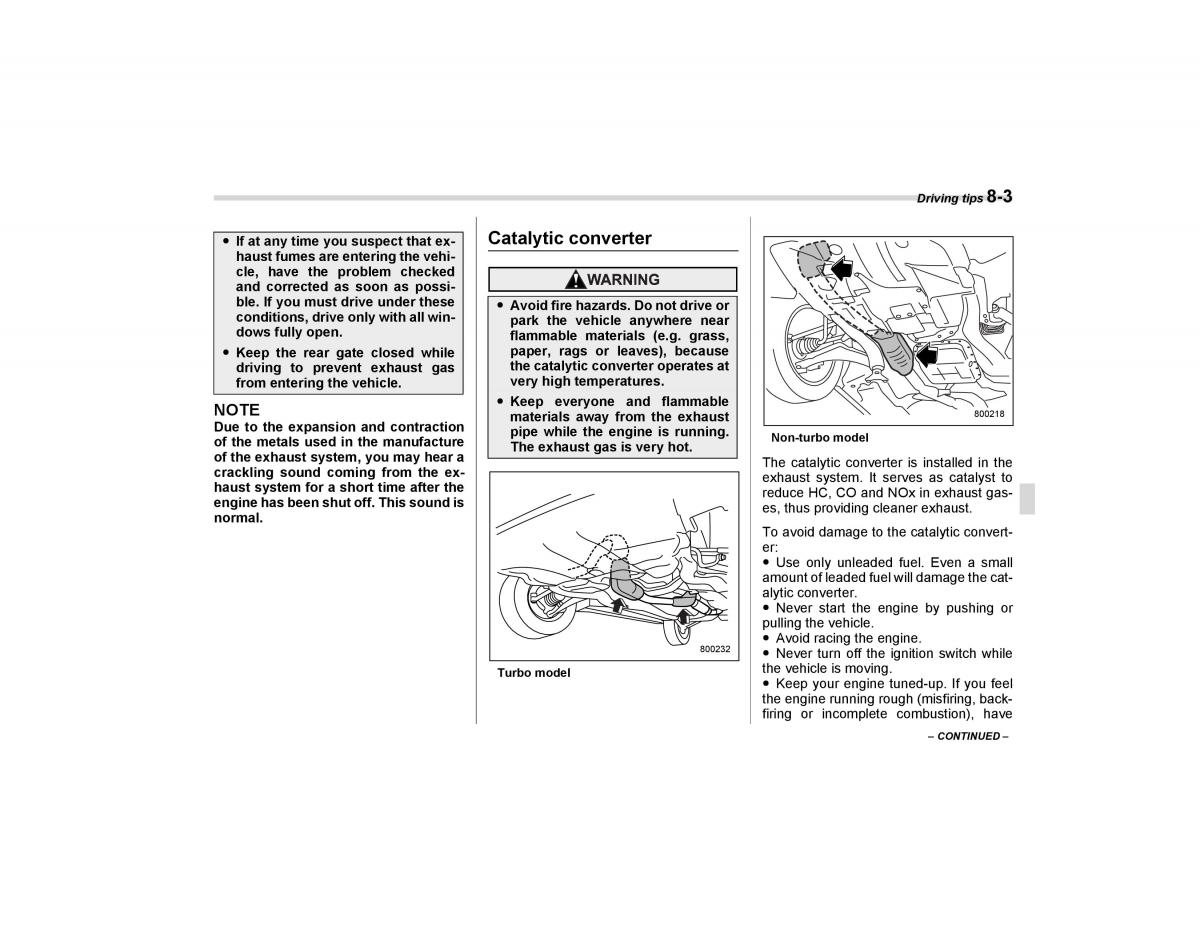 Subaru Forester I 1 owners manual / page 228