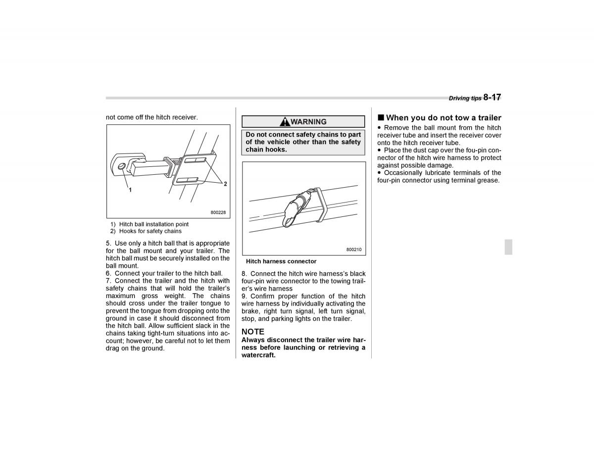 Subaru Forester I 1 owners manual / page 242