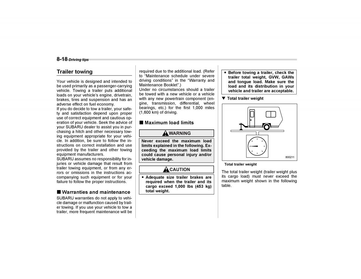 Subaru Forester I 1 owners manual / page 243