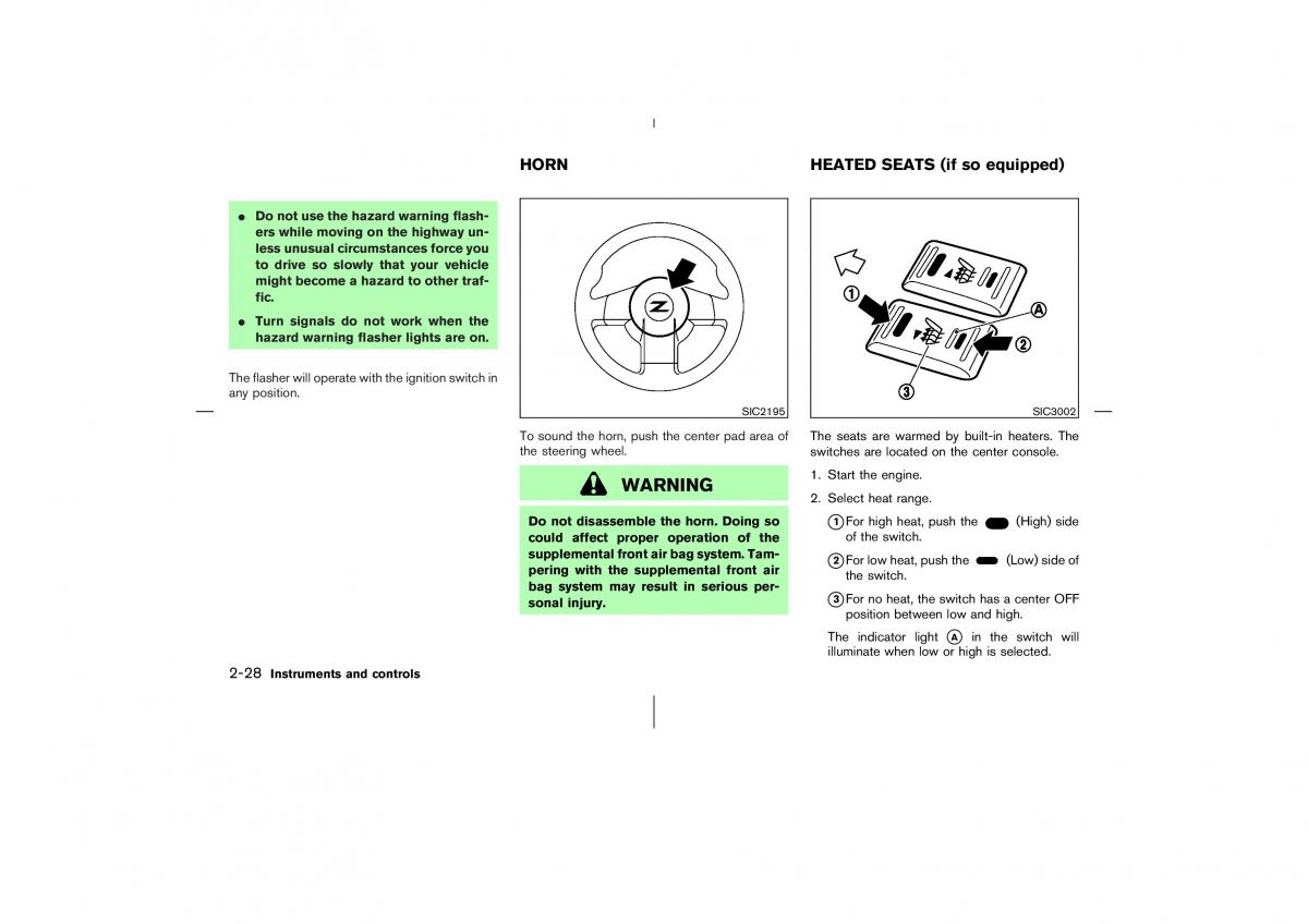 Nissan 350Z Fairlady Z owners manual / page 89