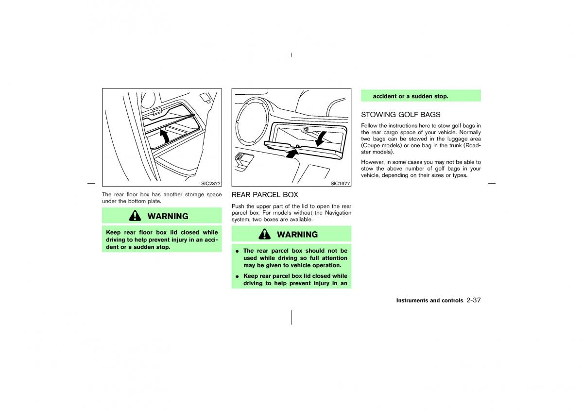 Nissan 350Z Fairlady Z owners manual / page 98