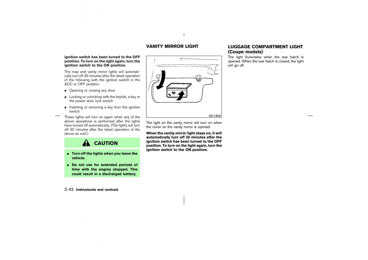 Nissan 350Z Fairlady Z owners manual / page 103