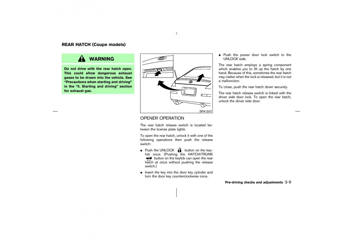 Nissan 350Z Fairlady Z owners manual / page 118