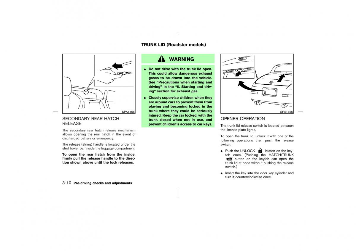 Nissan 350Z Fairlady Z owners manual / page 119