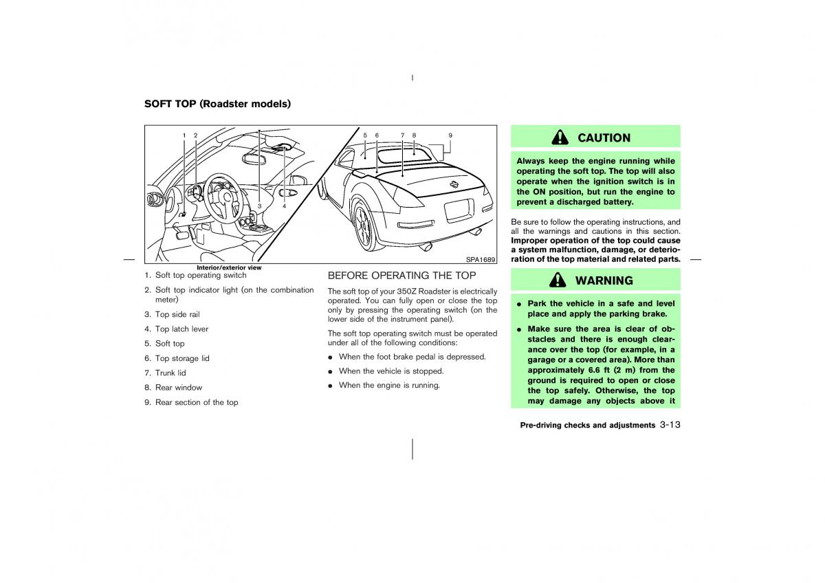 Nissan 350Z Fairlady Z owners manual / page 122