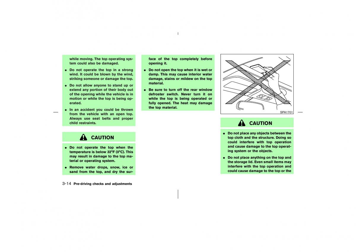 Nissan 350Z Fairlady Z owners manual / page 123