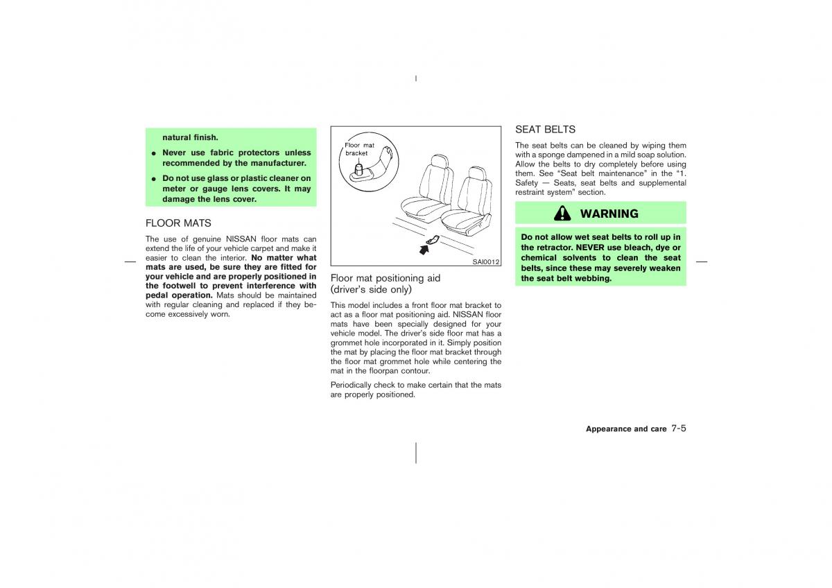 Nissan 350Z Fairlady Z owners manual / page 216