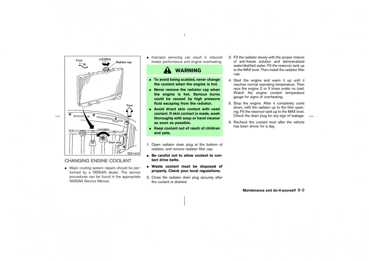 Nissan 350Z Fairlady Z owners manual / page 228