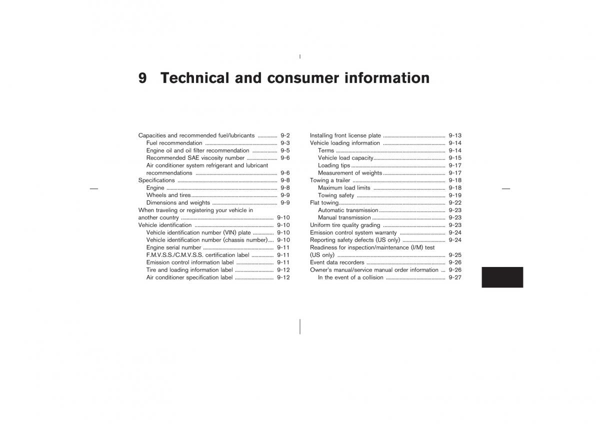 Nissan 350Z Fairlady Z owners manual / page 260