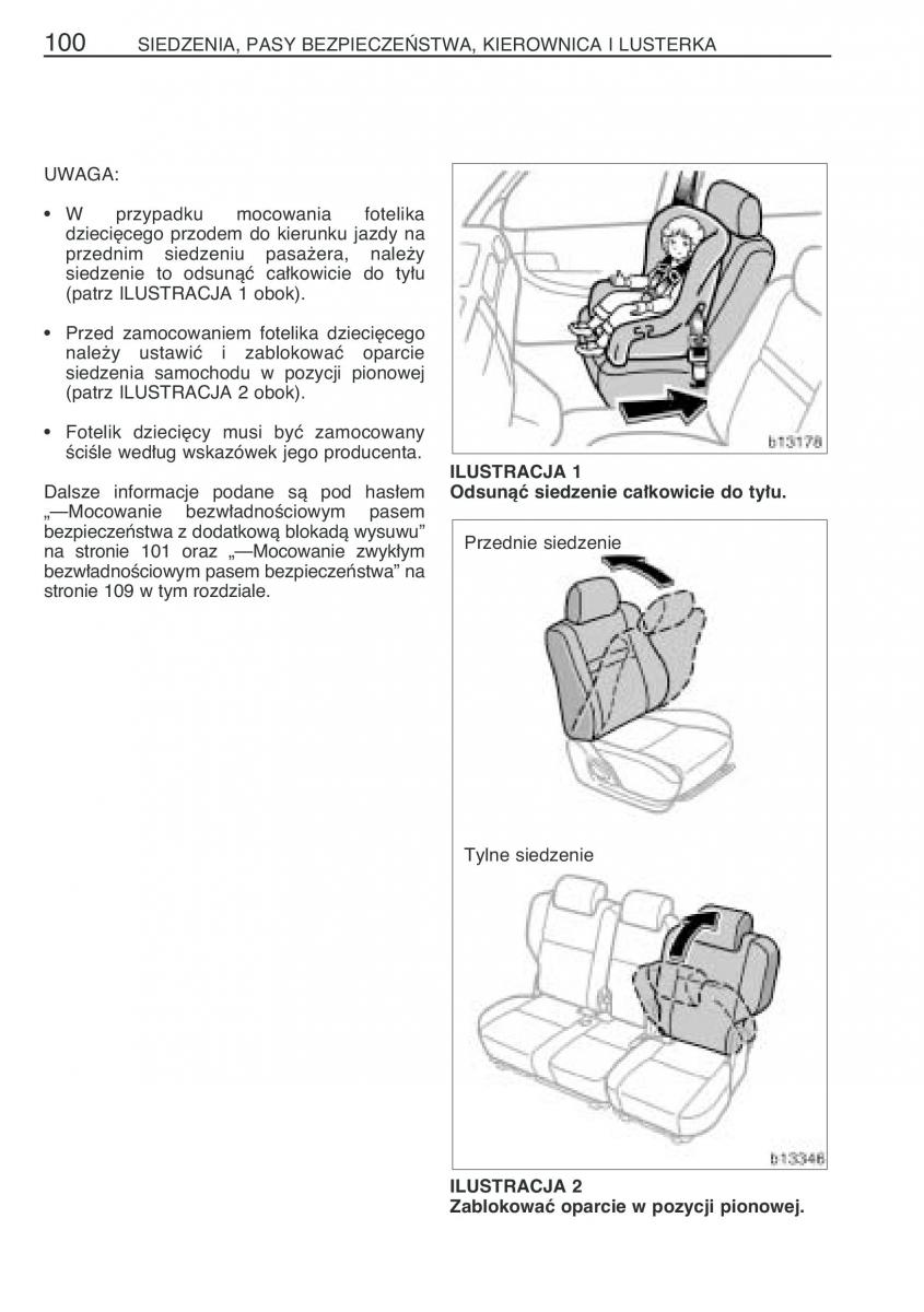 manual  Toyota Corolla Verso I 1 instrukcja / page 107