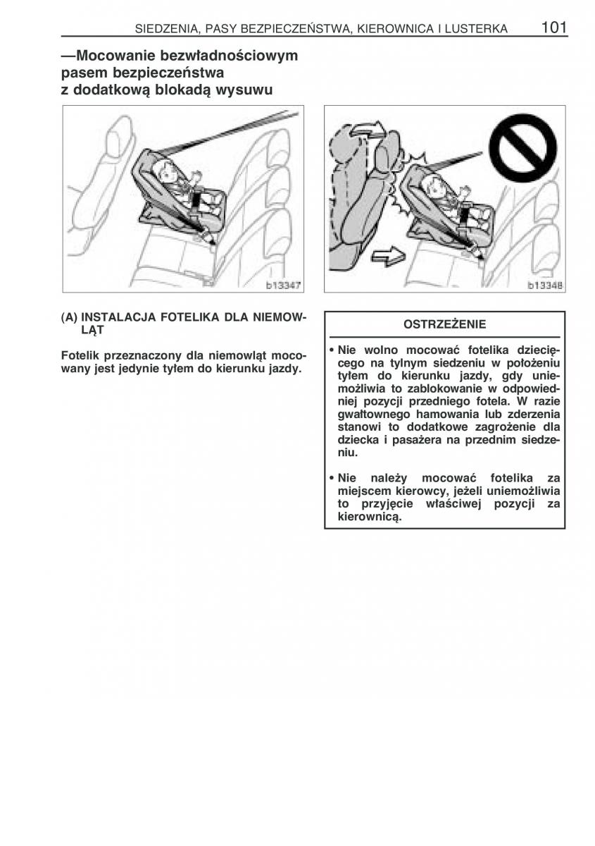 Toyota Corolla Verso I 1 instrukcja obslugi / page 108