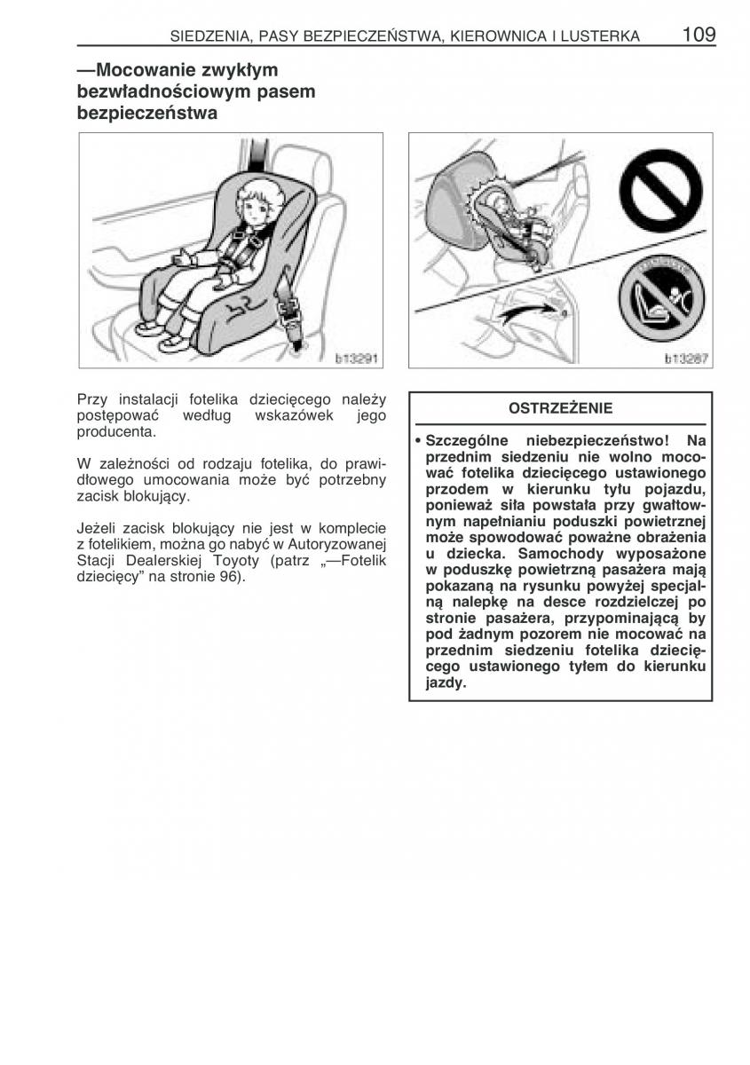 manual  Toyota Corolla Verso I 1 instrukcja / page 116