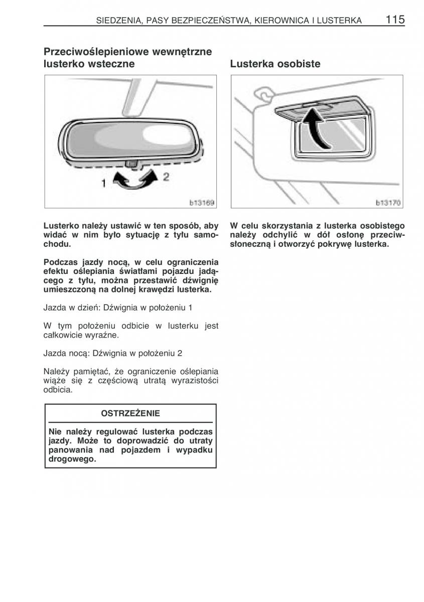 Toyota Corolla Verso I 1 instrukcja obslugi / page 122