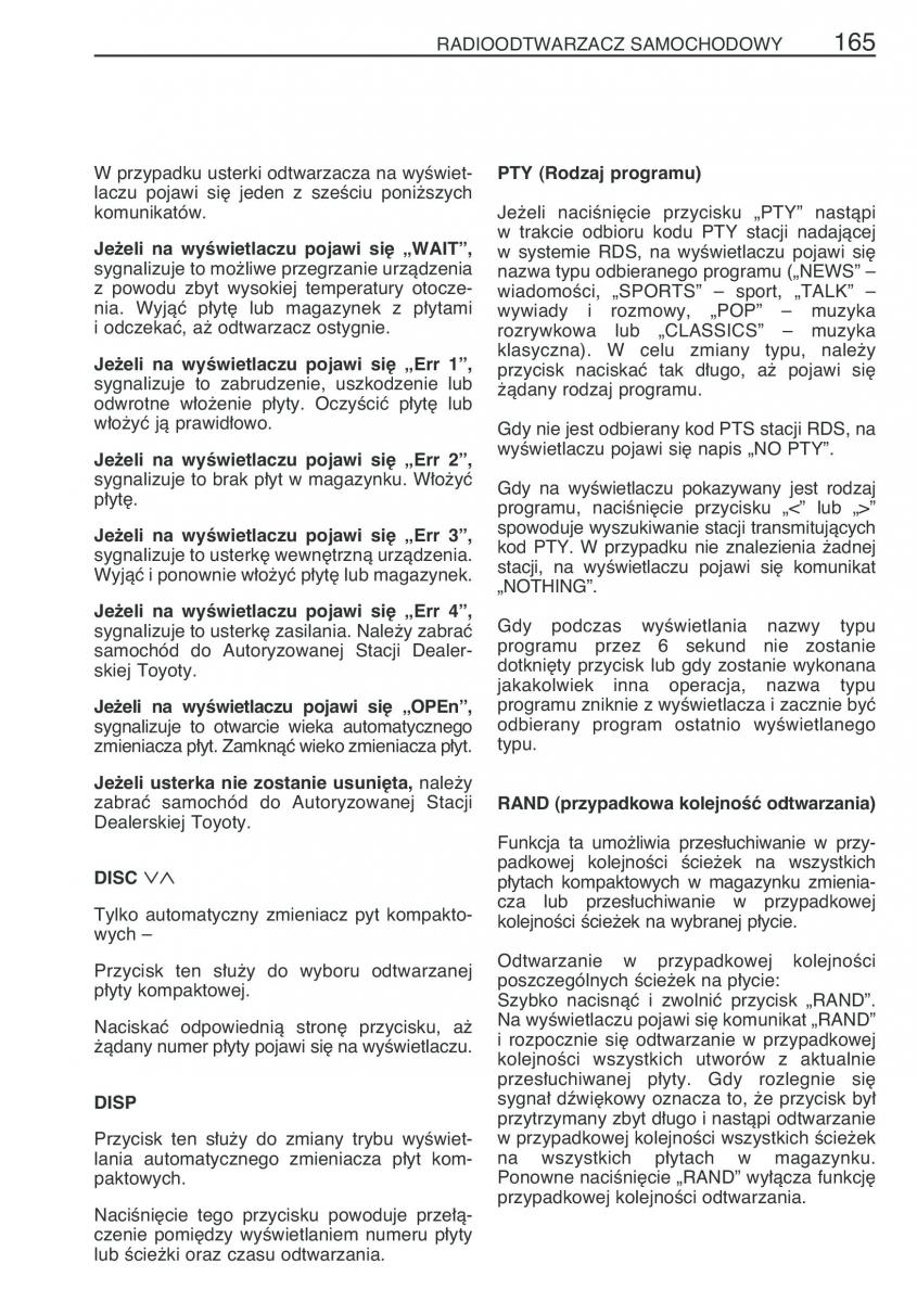 manual  Toyota Corolla Verso I 1 instrukcja / page 172