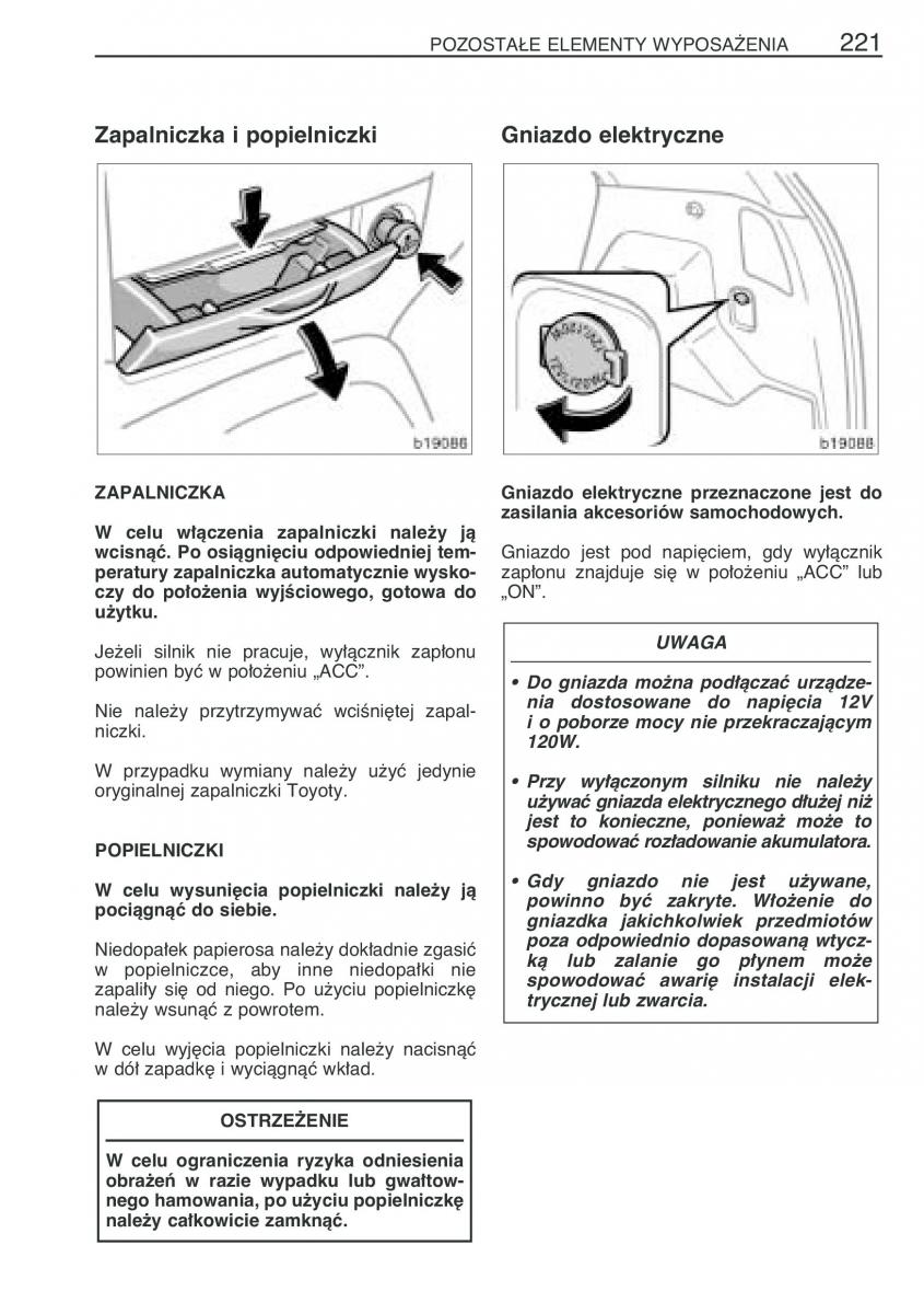 manual  Toyota Corolla Verso I 1 instrukcja / page 228