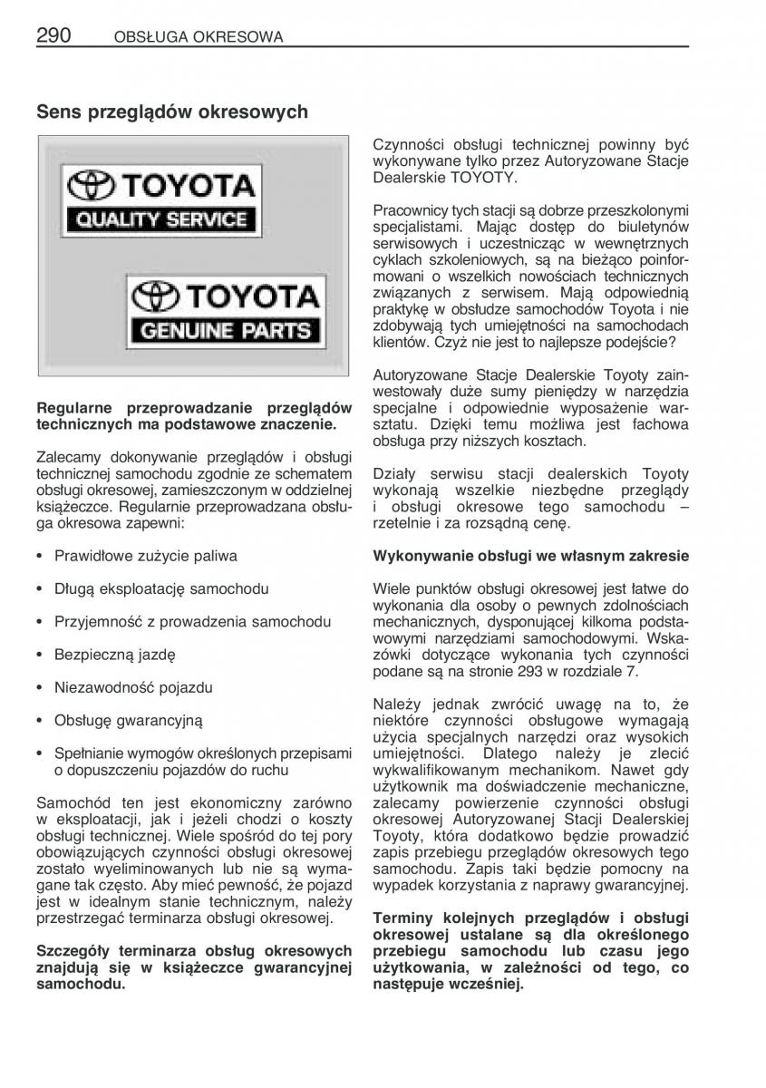 manual  Toyota Corolla Verso I 1 instrukcja / page 297