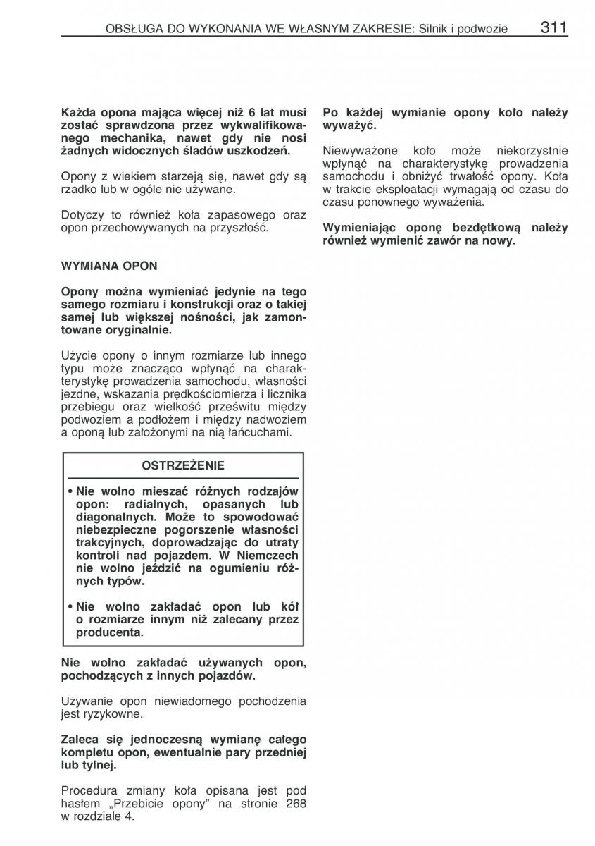 manual  Toyota Corolla Verso I 1 instrukcja / page 318