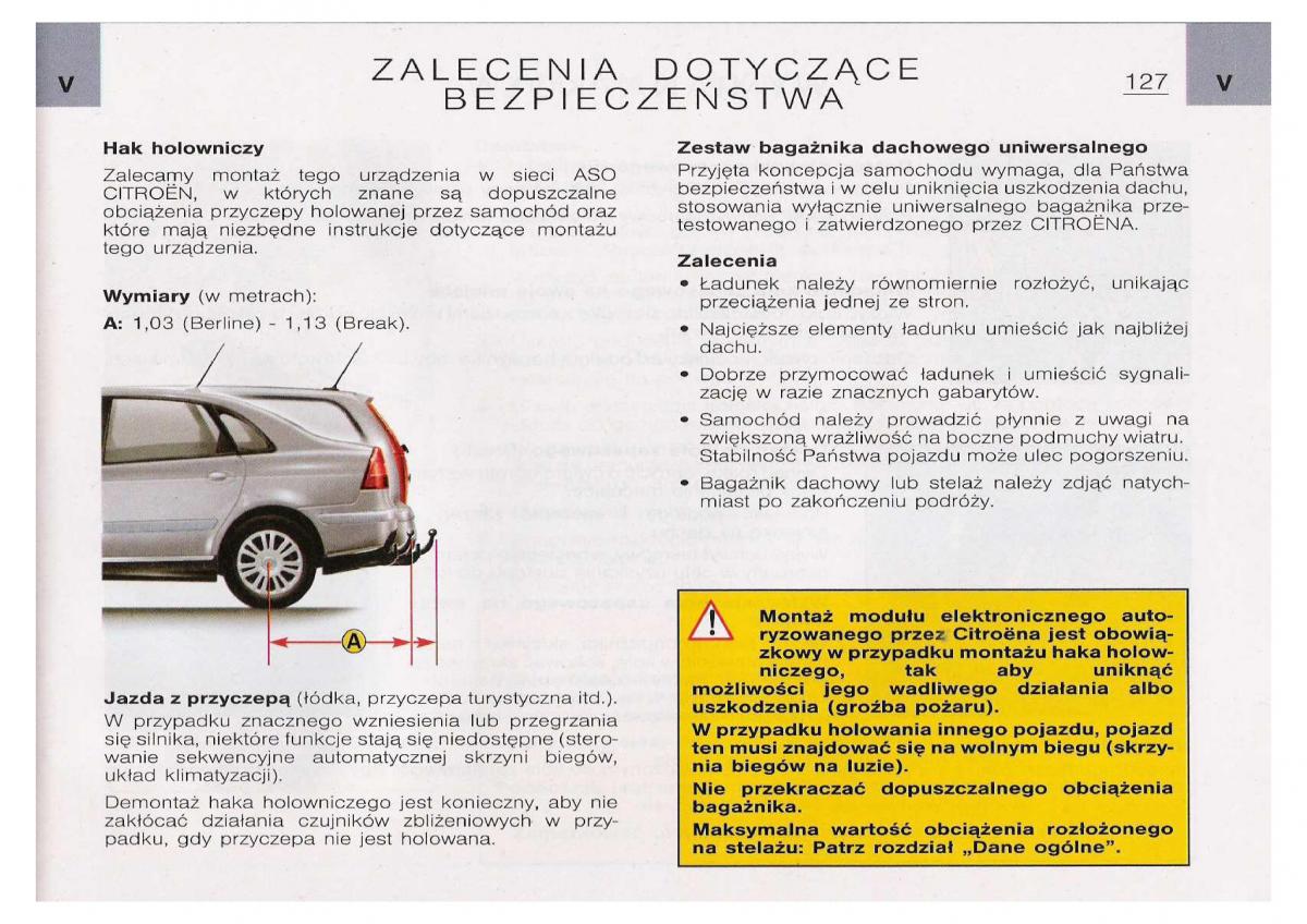 Citroen C5 I FL instrukcja obslugi / page 129