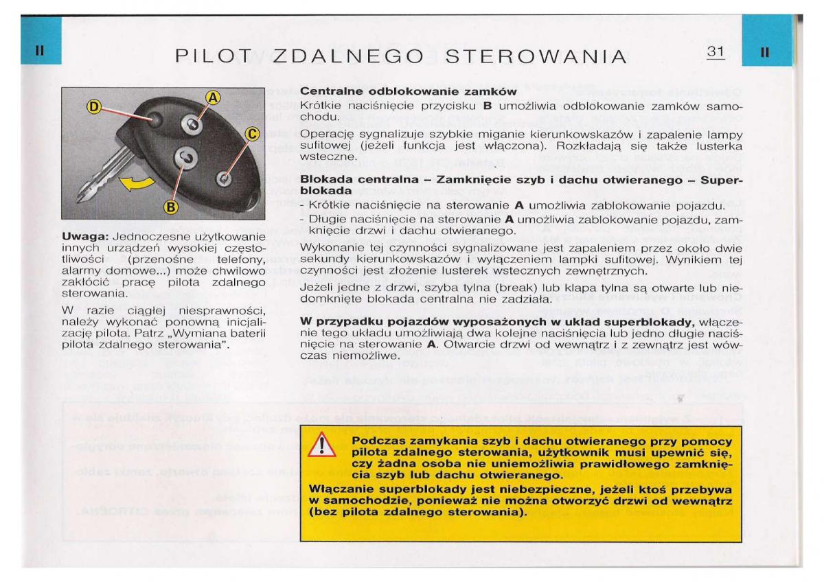 Citroen C5 I FL instrukcja obslugi / page 33