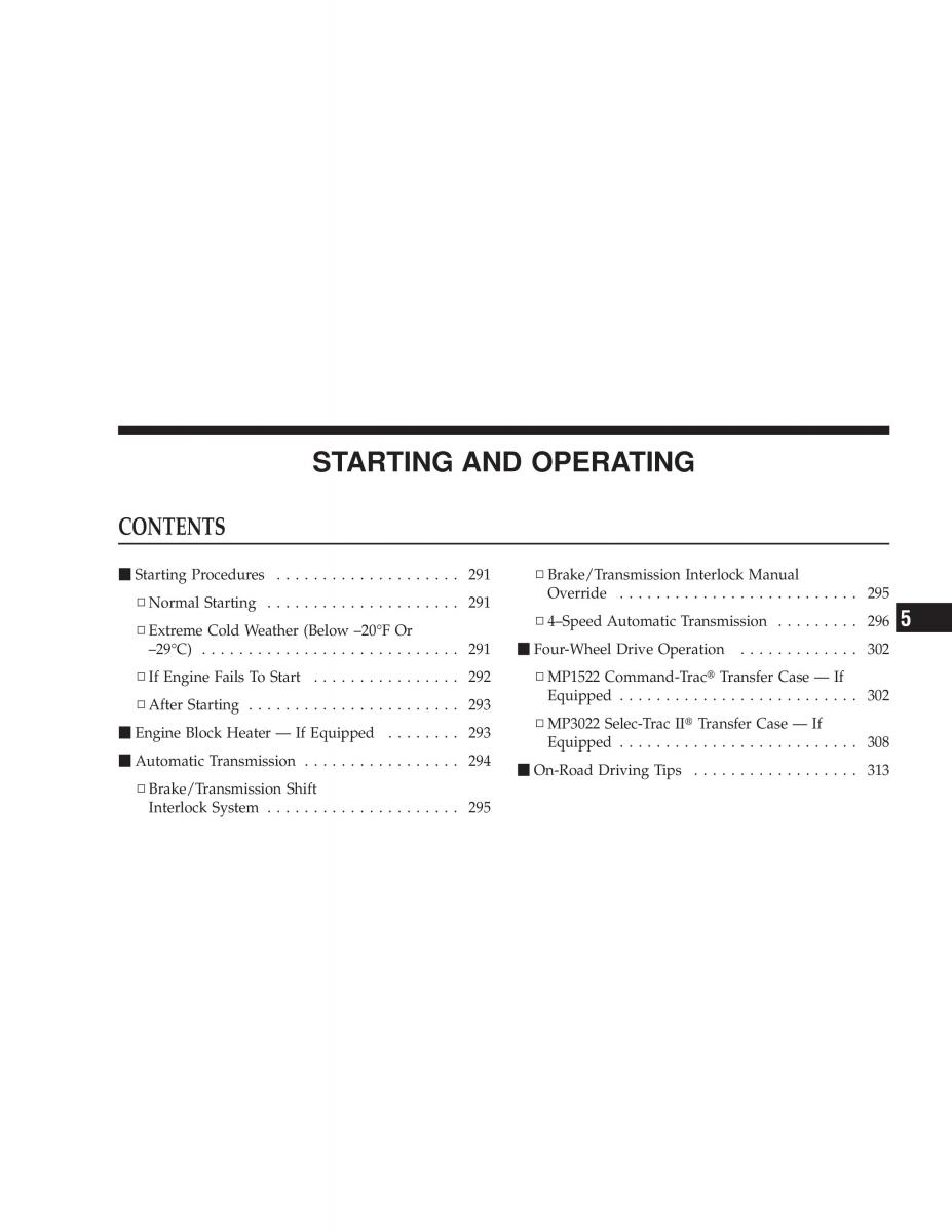 Jeep Liberty Cherokee KK owners manual / page 289