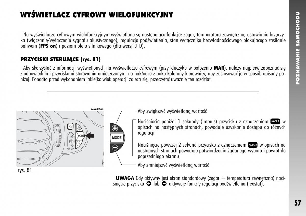 Alfa Romeo 147 instrukcja obslugi / page 59