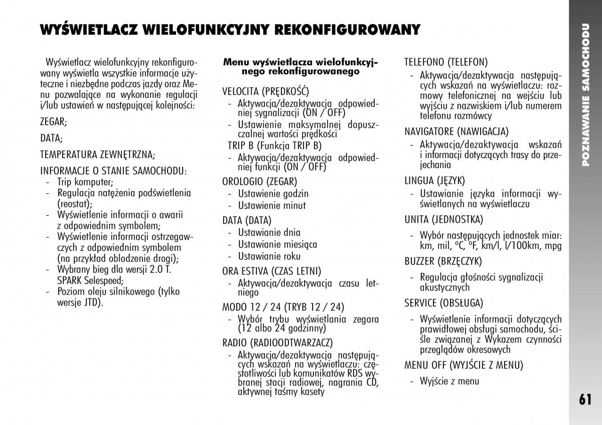 Alfa Romeo 147 instrukcja obslugi / page 63