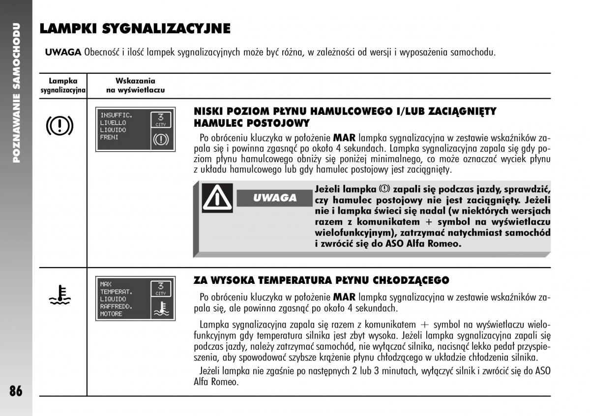 Alfa Romeo 147 instrukcja obslugi / page 88