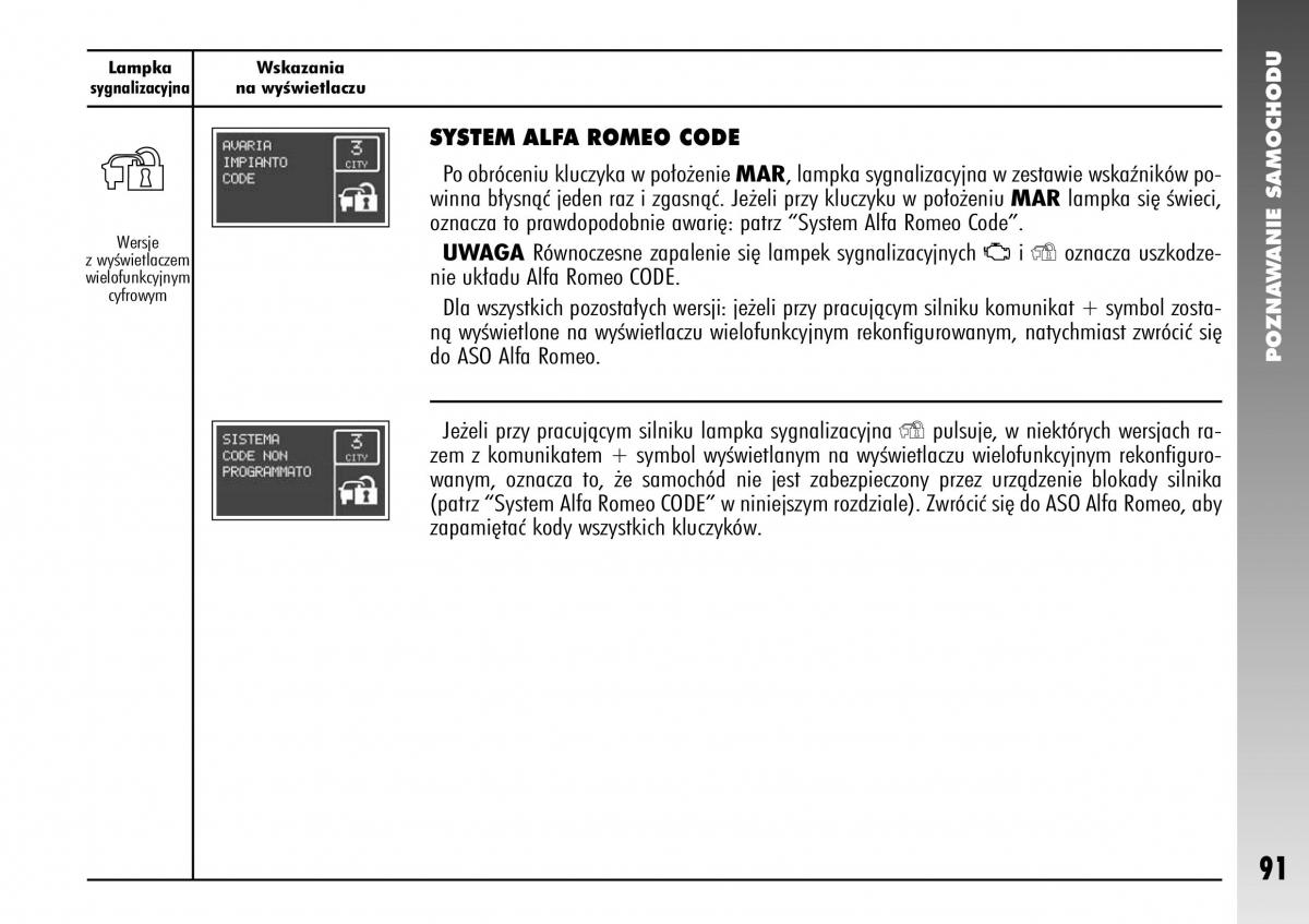 Alfa Romeo 147 instrukcja obslugi / page 93