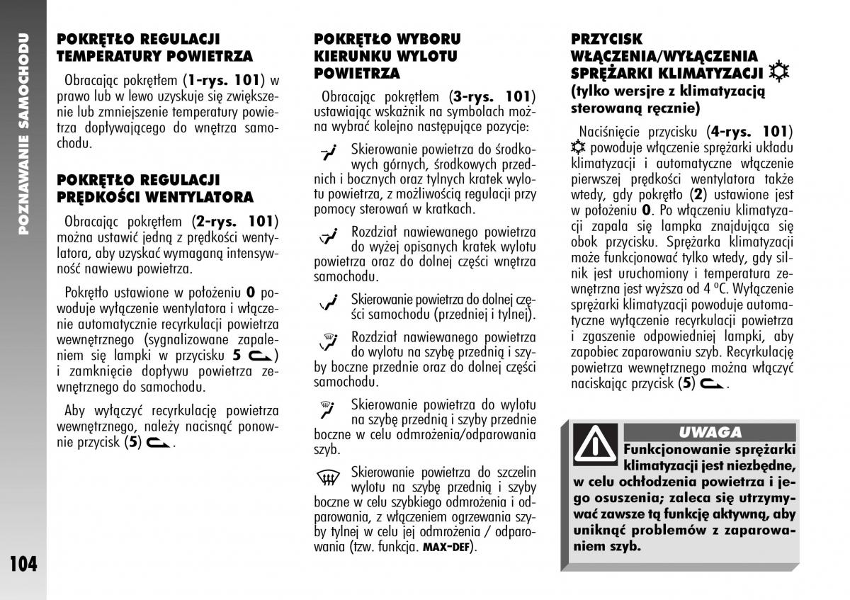 Alfa Romeo 147 instrukcja obslugi / page 106