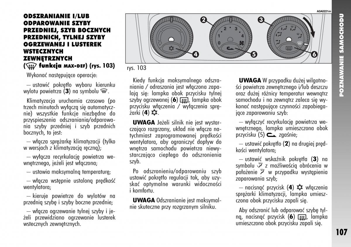 Alfa Romeo 147 instrukcja obslugi / page 109