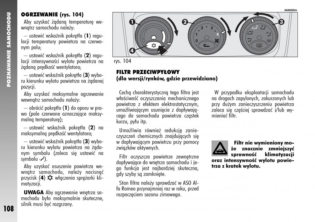 Alfa Romeo 147 instrukcja obslugi / page 110