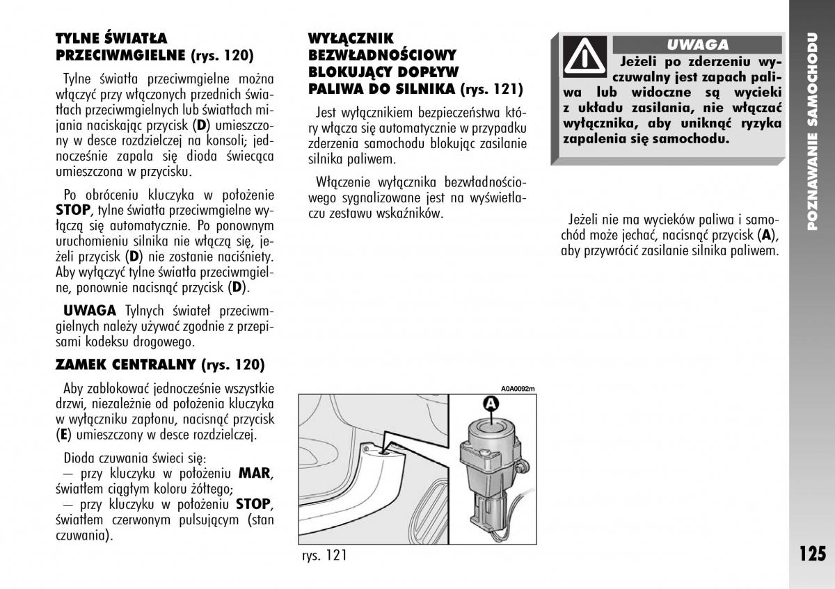 Alfa Romeo 147 instrukcja obslugi / page 127